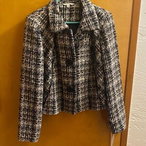 CAbi Black and White Textured Blazer